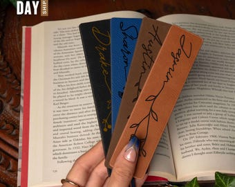 Marcapáginas de piel sintética personalizado: nombre personalizado, regalo para amantes de los libros