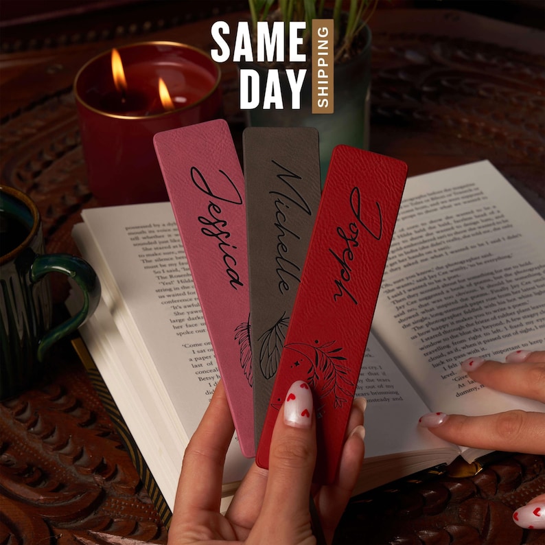 Personalized Leather Book Page Holder: Custom Name & Design Bookmark ...