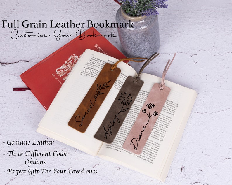 Custom Bookmark Gift for Women, Personalized Leather Bookmark, Gifts for Readers, Cute Bookmark Aesthetic Bookmark Unique Gifts for Teacher image 5