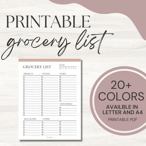 Druckbare Einkaufsliste | Einkaufsplaner | Sofort Download Einkaufsliste |