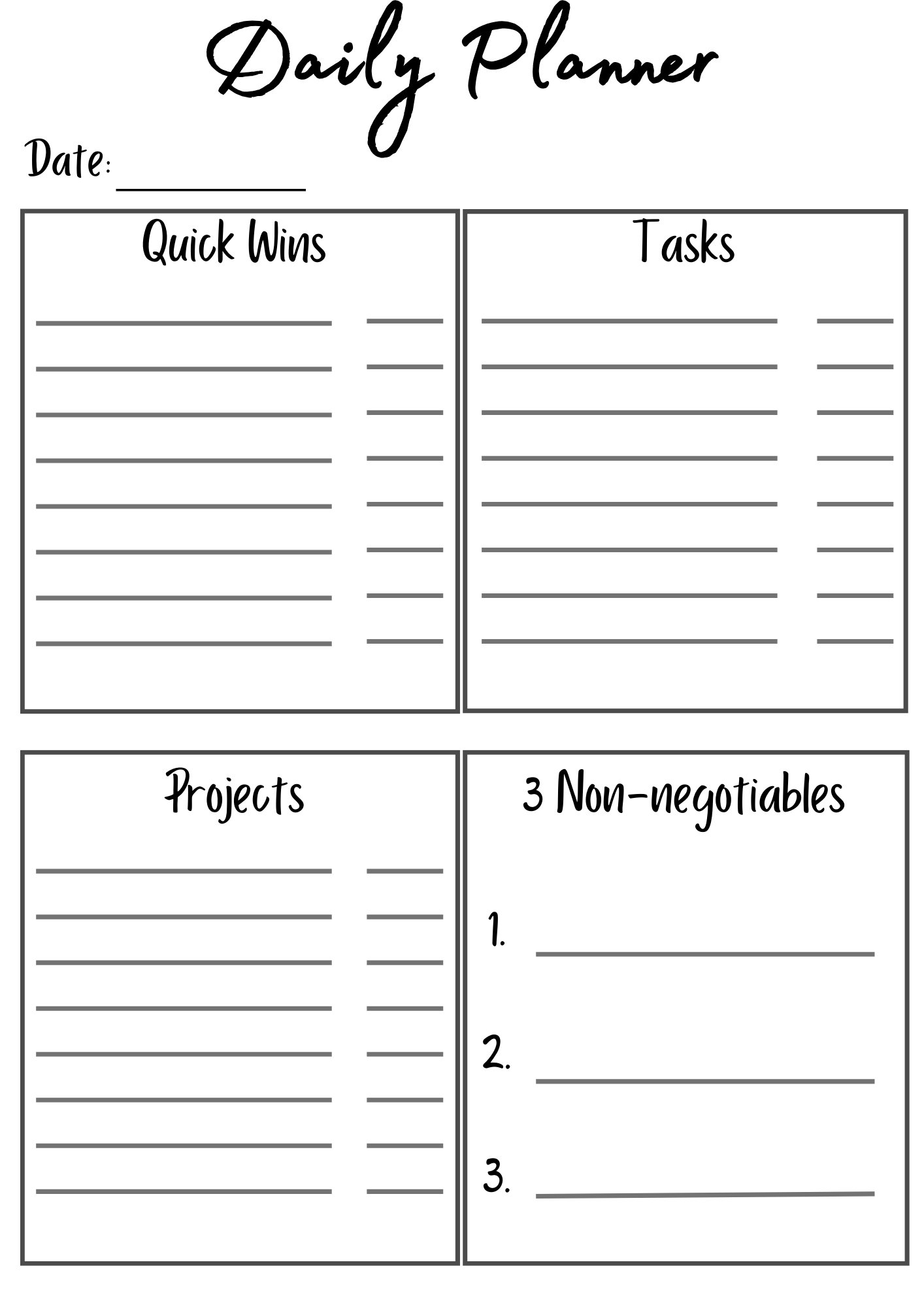 Minimalist Printable Planner Priority to Do List Page Daily Planner ...