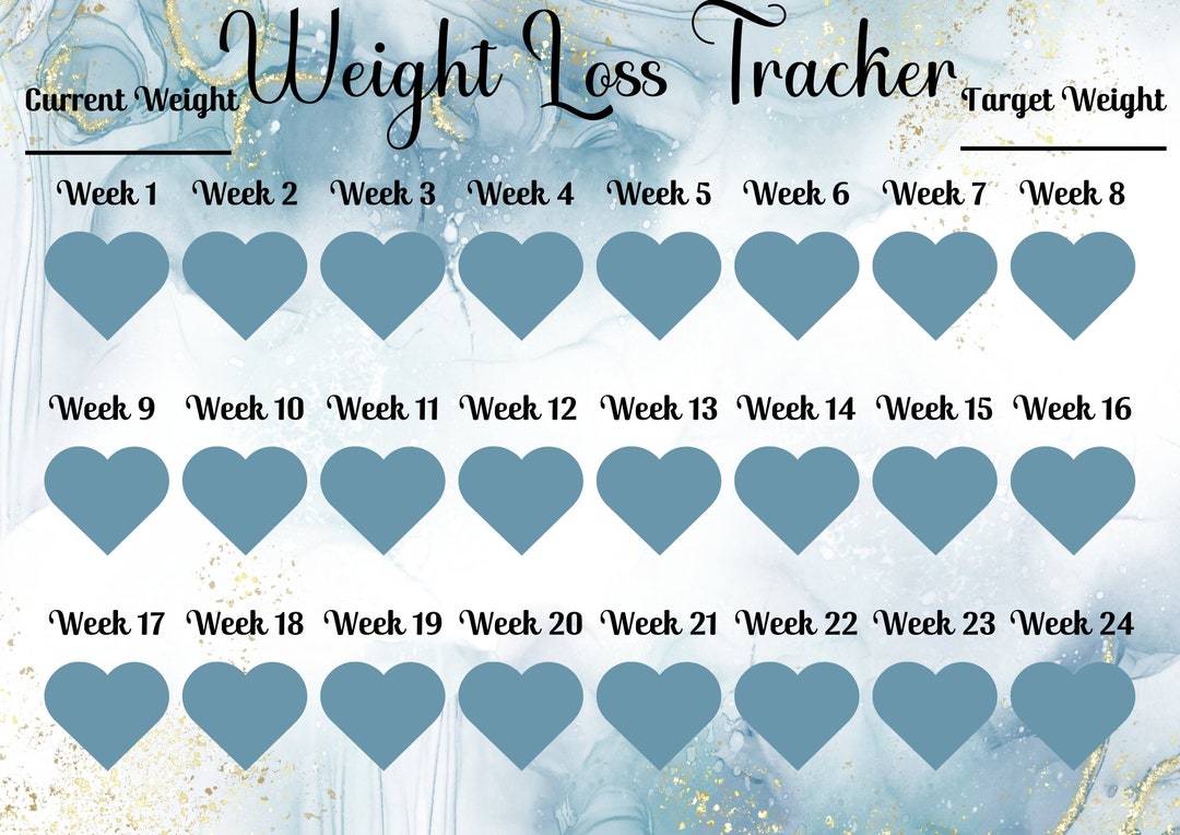 Printable 52 Week Weight Loss Tracker, A4 Printable Weight Loss Chart ...