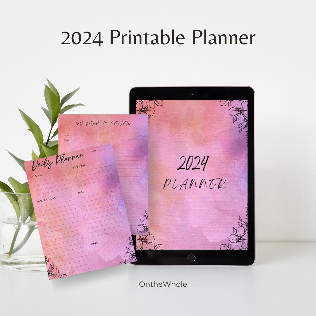 Printable Digital Planner 2024, A4 Size 2024 Calendar, Dated Planner