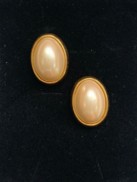 Trifari Faux Pearl Pierced Earrings