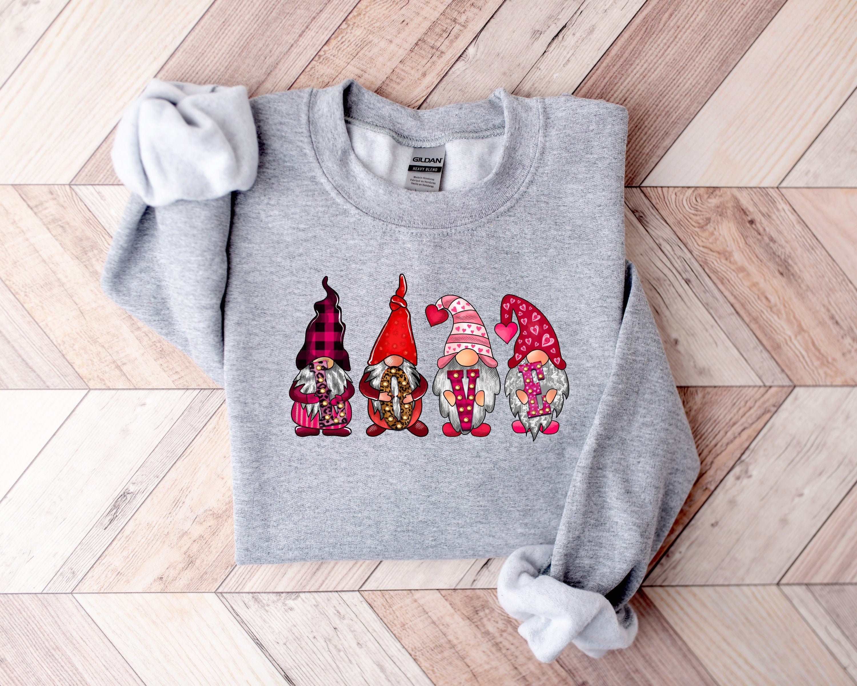 Discover LOVE Gnome Valentines Sweatshirt, Gnome heart Hoodie, Valentines Day Sweatshirt