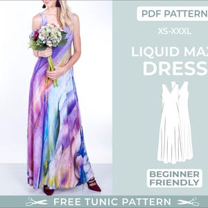 Sleeveless Summer Maxi Dress Pattern - Beginner-Friendly Sewing. XS-XXXL| Bridesmaid Dress | Downloadable Pattern. Summer Dress Pattern