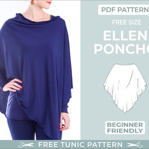 Poncho Sewing Pattern. Beginner Friendly Sewing Patterns | Free Size | Printable PDF Sewing Pattern. Instant Download. Easy Poncho Pattern.