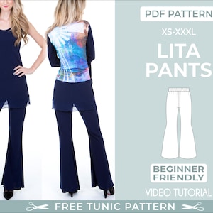 Pants Pattern for Women. XS-XXXL. Sewing Patterns. Trousers Sewing Pattern. Flare Leg Pants Pattern. Sewing Pattern Pants for Women