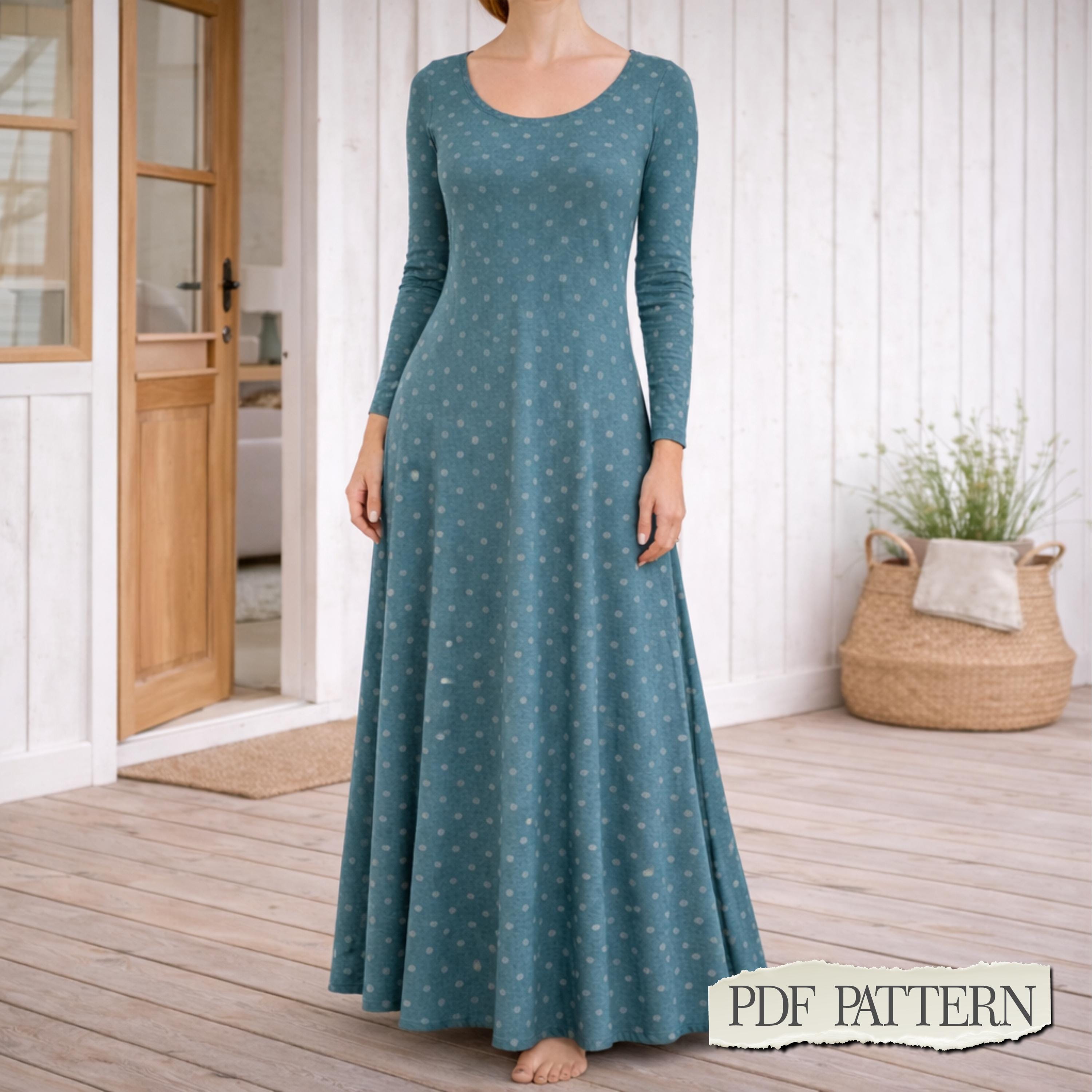 navy blue dress for baby girl A-line Long Sleeve Dress Sewing Pattern (PDF) main image 1