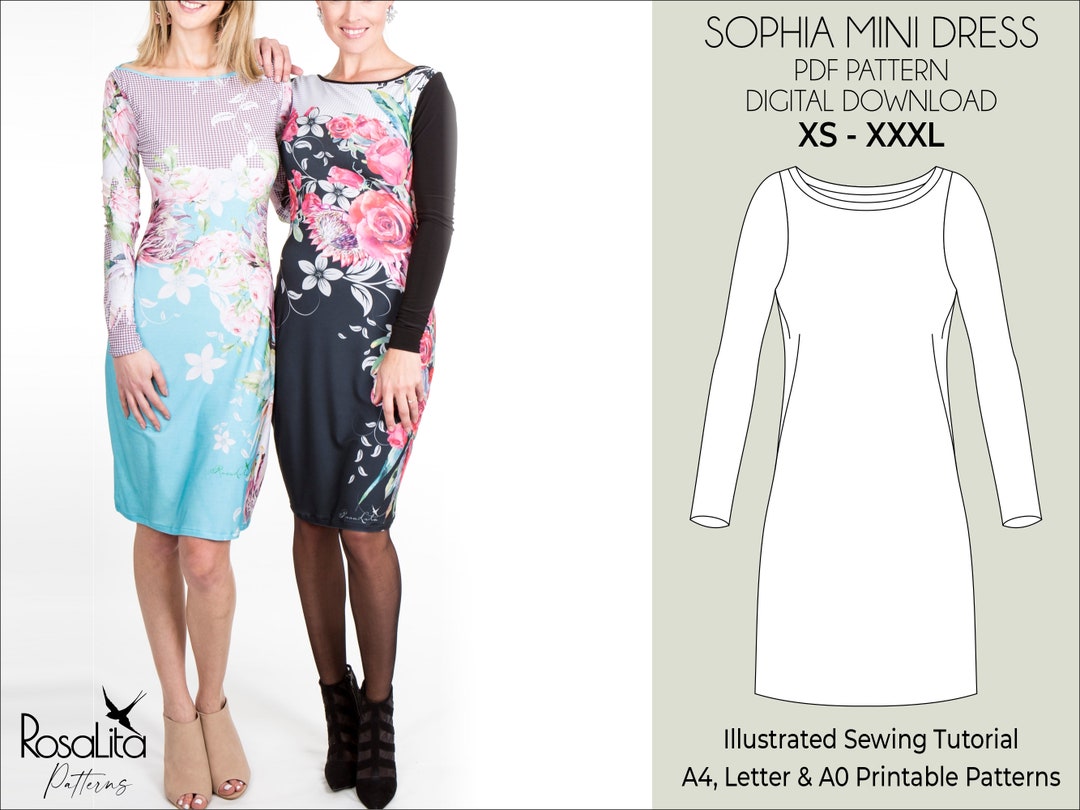 Sophia Mini Dress Digital PDF Sewing Pattern With Tutorial - Etsy New ...