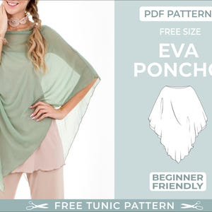 Poncho Sewing Pattern with Tutorial | FREE SIZE | Easy Beginner-Friendly Sewing Pattern. PDF Poncho Pattern. Easy Poncho Sewing Pattern