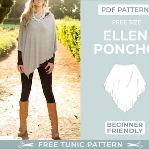 Poncho Sewing Pattern. Beginners-Friendly Sewing Pattern | Free Size | Printable PDF Sewing Pattern. Instant Download. Easy Sewing Pattern