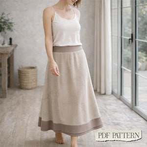 Maxi A Line Skirt Sewing Pattern PDF | Elastic Waist Long Skirt | XS–XXXL | Beginner Friendly | A4 A0 Download