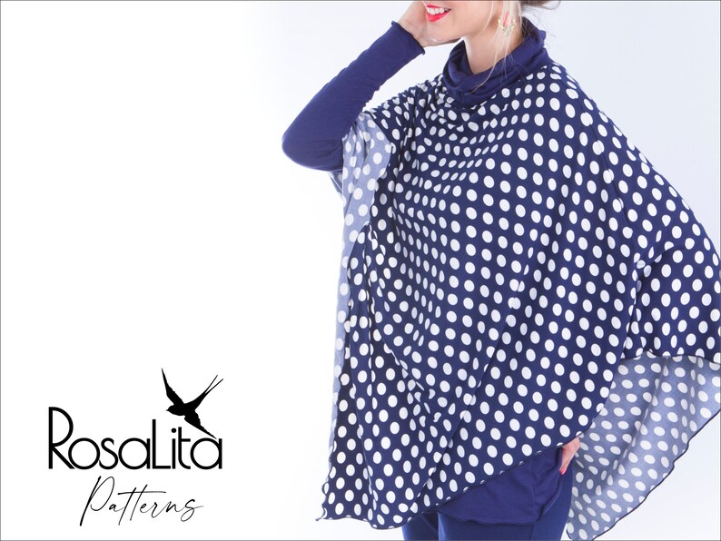Yvette Poncho Digital PDF Sewing Pattern With Tutorial FREE SIZE Easy