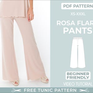 Wide Leg Pants Pattern. XS-XXXL. Flare Trouser Sewing Pattern. Pants Pattern. Sewing Pattern. Women Sewing Pattern. High waisted pants