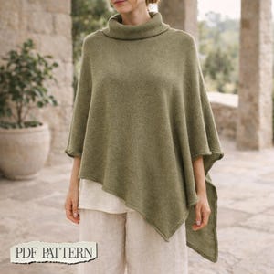 Cowl Neck Poncho Sewing Pattern PDF | Asymmetrical Draped Wrap Top | One Size | Beginner Friendly Poncho