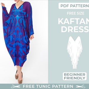 Kaftan Dress Sewing  Pattern. Digital PDF Sewing Pattern with Tutorial. Beginner-Friendly Sewing Pattern. Maxi Dress Pattern. Easy Sewing