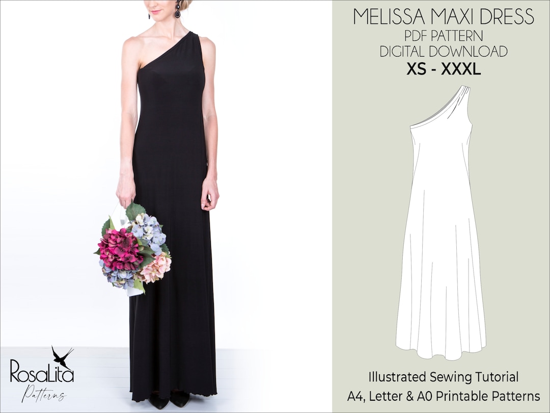 Melissa Maxi Dress Digital PDF Sewing Pattern With Tutorial XSXXXL