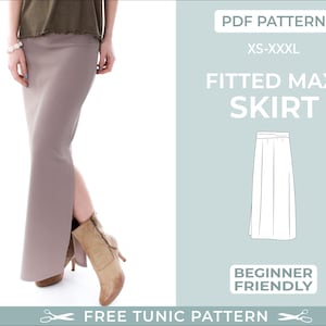 Maxi Fitted Skirt Sewing Pattern. PDF Sewing Pattern with Tutorial | A-Line |XS-XXXL| Easy Beginner-Friendly Sewing Pattern. Maxi Skirt