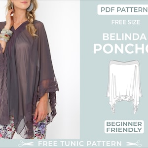 Poncho Sewing Pattern | FREE SIZE | Easy Beginner-Friendly Sewing Pattern. Wedding. Instant Download Digital PDF. Easy Poncho Sewing Pattern