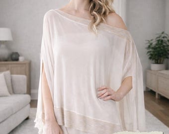 Elegant Poncho Sewing Pattern PDF | Free Size Easy Poncho Pattern | Beginner Draped Poncho XS–3XL