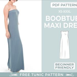 Boobtube Maxi Dress Sewing Pattern. Digital PDF Sewing Pattern |XS-XXXL| Easy Beginner-Friendly Sewing Pattern. Bridesmaid Dress Pattern