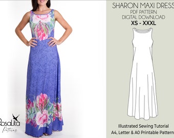 Sharon Sleeveless Dress Digital PDF Sewing Pattern |XS-XXXL| Easy Beginner-Friendly Sewing Pattern. Bridesmaid Dress Pattern. Wedding.