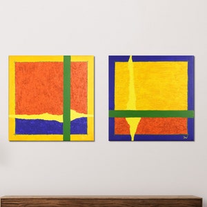 Peinture acrylique originale sur toile | "Fréquence" | Carreaux abstraits | Pièces uniques | Disponible pour livraison immédiate