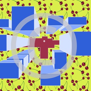 INSTANT DOWNLOAD including two free color variations | Perspective 8 | 1-point perspective in yellow – red – blue decorated with cherries