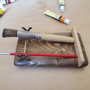 Holzpinselhalter / Pinselhalter / Holzkorb / Holzbrett / Holzbrett 100% Handarbeit / Einzelstück