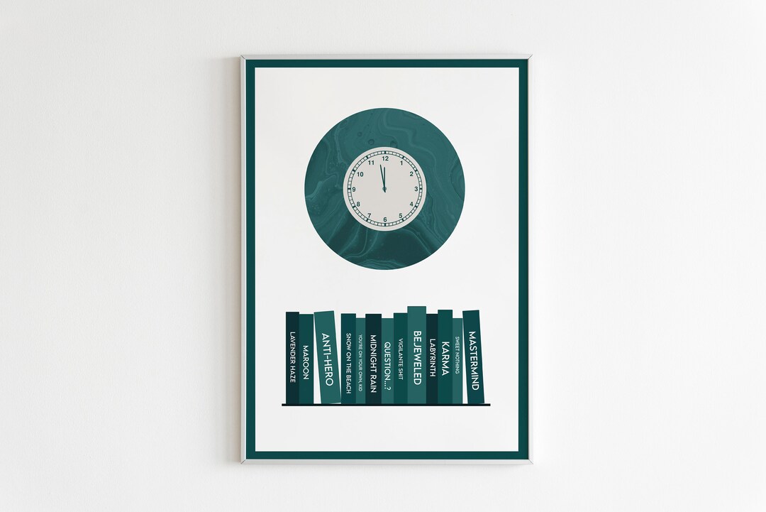 TS Midnights Jade Green Book Shelf Print A4 PDF Download Etsy
