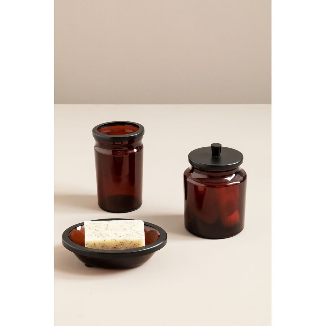 Durable Brown Glass and Metal Bathroom Accessories Soap Dispenser