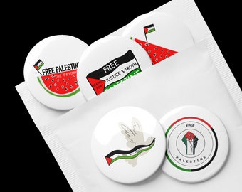 Palestine Pin Buttons | Set of 5 | Free Palestine