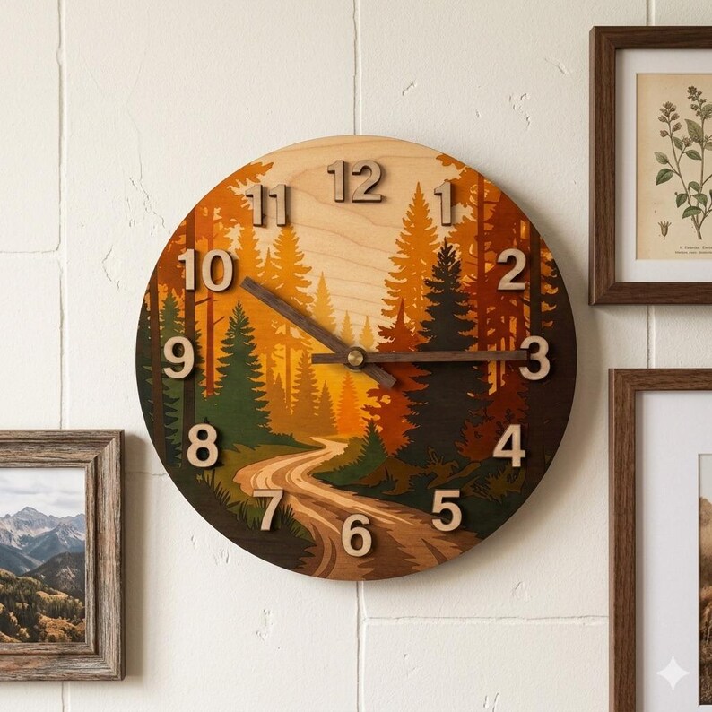 Modern Forest Path Large Wall Clock (11