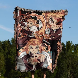 Anime Hand Woven Cozy Blanket | Manga Tapestry Throw |  Woven Wall Hanging