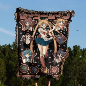 Anime Hand Woven Cozy Blanket | Manga Tapestry Throw |  Woven Wall Hanging