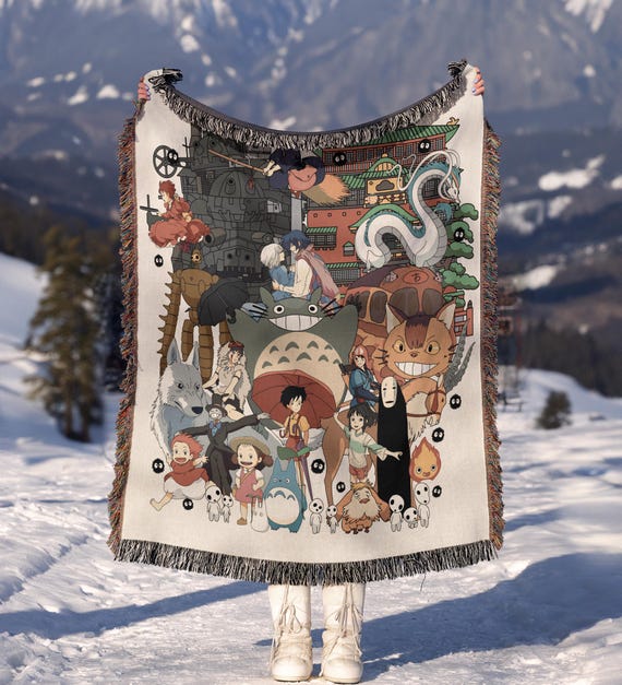 その他 USED HANDMADE BLANKET Anime Woven Blanket | Retro Anime Woven Tapestry - Etsy