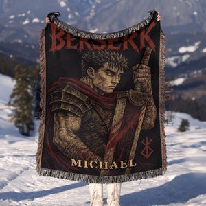 Personalizable Anime Hand Woven Snuggle Blanket | Manga Tapestry Throw |  Wall Decor Gift