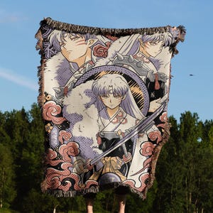 Anime Hand Woven Cozy Blanket | Manga Tapestry Throw |  Woven Wall Hanging