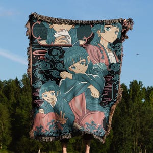 Anime Hand Woven Cozy Blanket | Manga Tapestry Throw |  Woven Wall Hanging