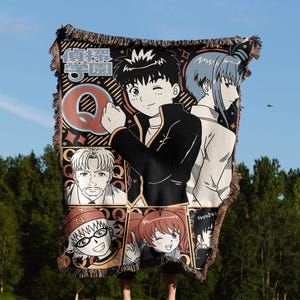 Anime Hand Woven Cozy Blanket | Manga Tapestry Throw |  Woven Wall Hanging