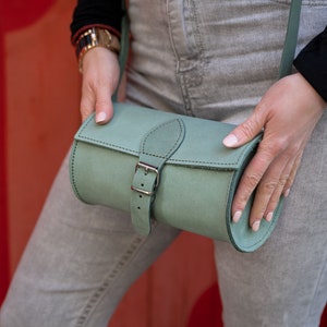 Women's Full Grain Leather Bag / Cylinder Leather Crossbody Purse  / Handmade Personalised Gift For Her and For Mum / Free Laser Engraving