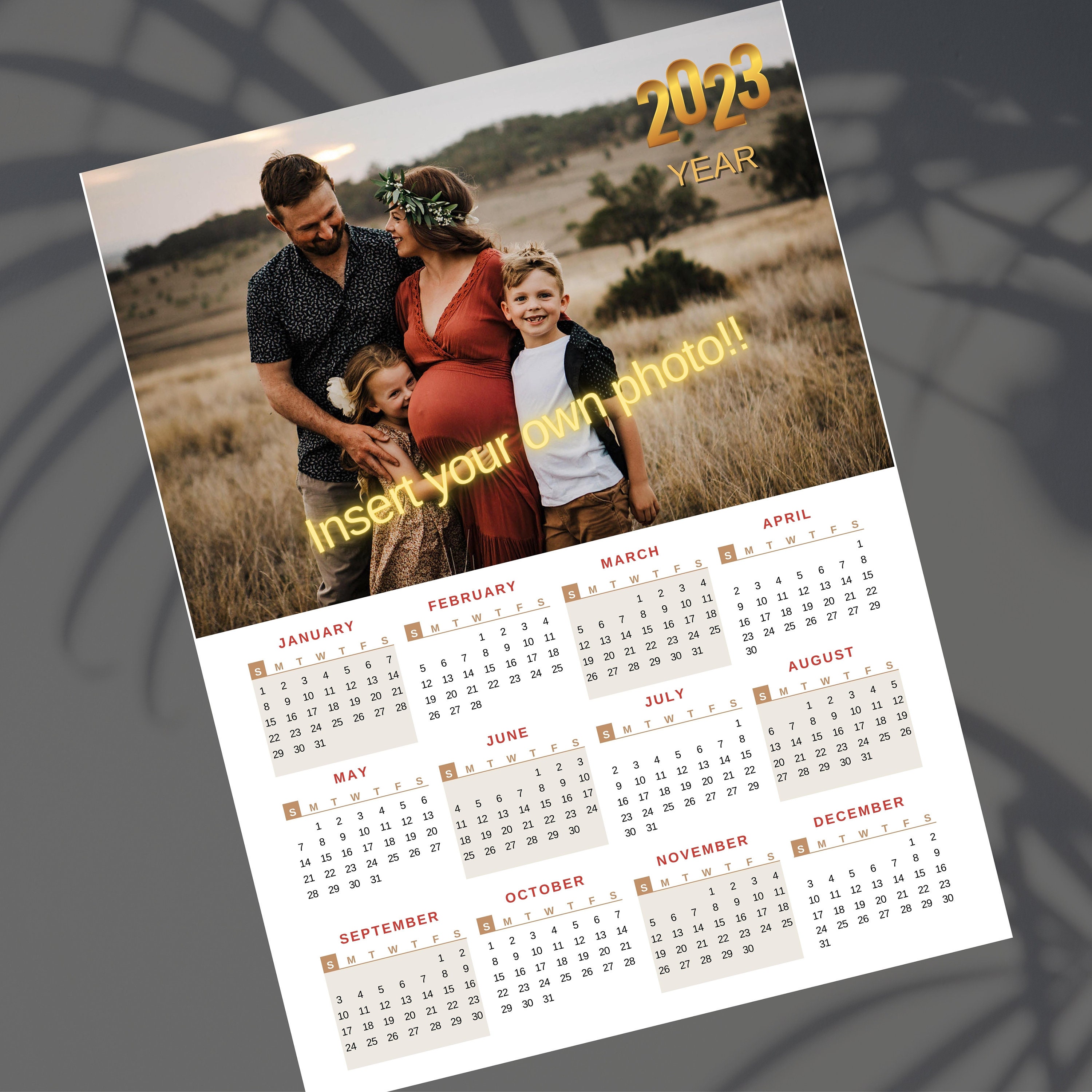 2023 Photo Calendar Template, Custom Calendar, Calendar Template Canva