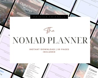 Digital Nomad Planner | 60 Page Travel & Remote Work Organise | Budget, Itinerary, Productivity and Wellness Templates