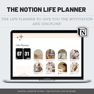 Customisable Notion Life Planner, Digital Daily Planner, Habit Tracker, Virtual Bullet Journal, Organisation Tool