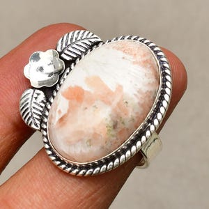 Scolecite Gemstone White Jewelry Ring, 925 Silver Plated  , (Size-8) Engagement Ring Gift, Ring For Mother, Everyday Jewelry