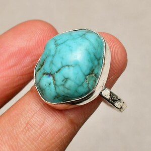 Bague en argent sterling turquoise, taille 10, bijoux de tous les jours