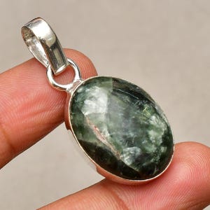 Seraphinite Gemstone Pendant, Jewelry Pendant, 925 Silver Plated Jewelry, Engagement Gift, Pendant For Mother , Everyday Jewelry