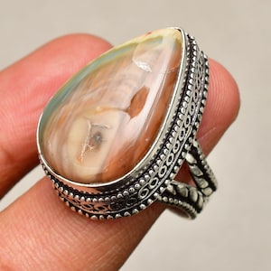 Imperial jasper Gemstone Ring, Jewelry Ring, 925 Silver Plated Jewelry, (Size-8) Engagement Gift, Ring For Mother, Everyday Jewelry