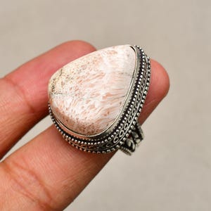 Scolecite Gemstone Ring, Jewelry Ring, 925 Silver Plated Jewelry, (Size-7) Engagement Gift, Ring For Mother, Everyday Jewelry